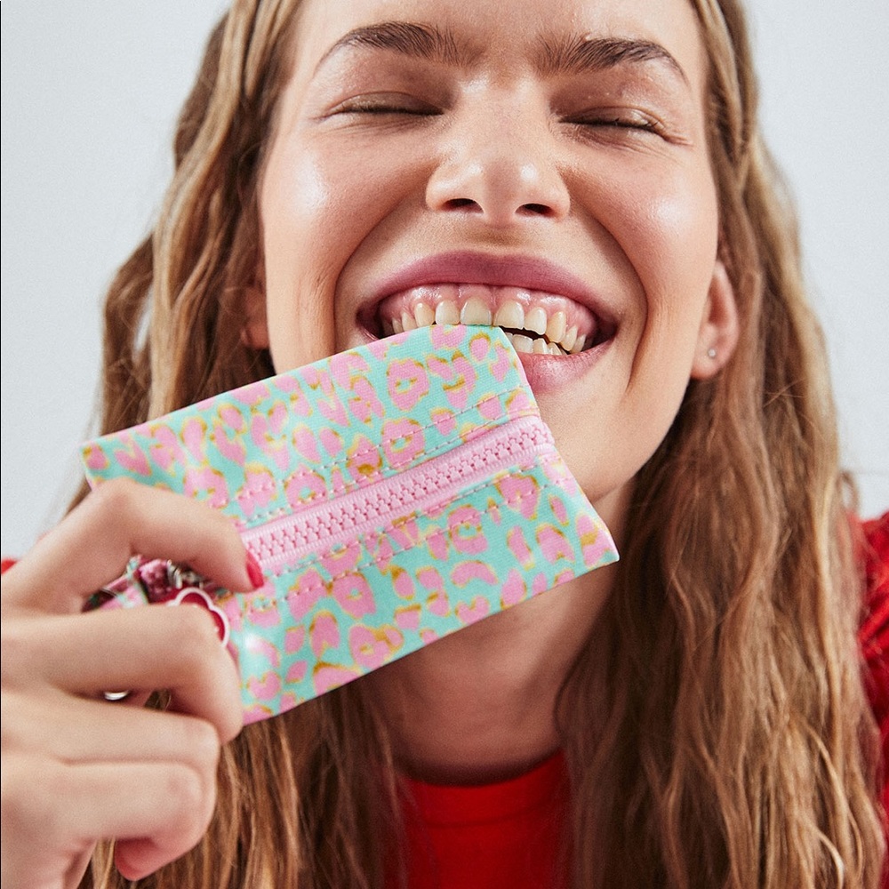 Lou Harvey Blue and Pink Paisley Print Keychain Wallet